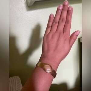 Classic gold and pearl cuff bracelet